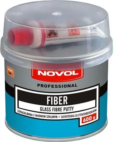 Шпаклівка зі скловолокном в комплекті з затверджувачем Novol FIBER 0.6 кг